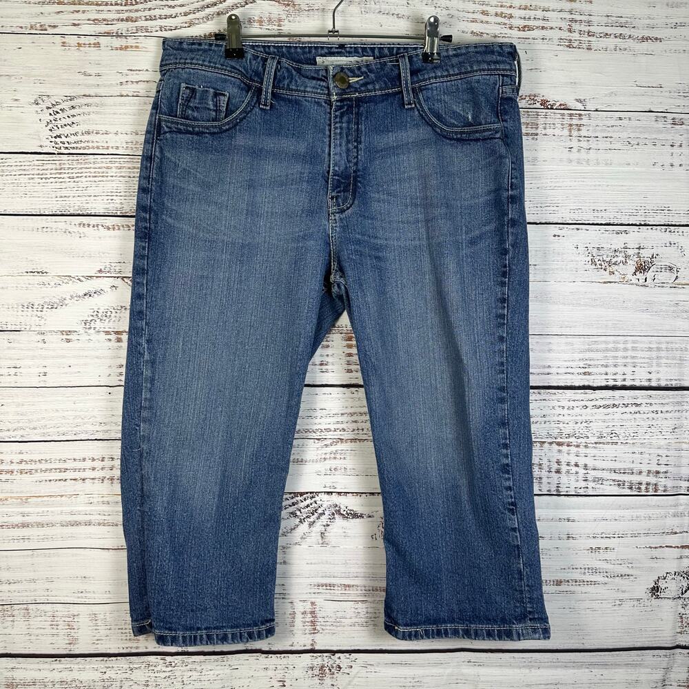 Womens Levi Strauss Signature Low Ride Denim Blue Capri Crop Jeans Stretch Sz 14